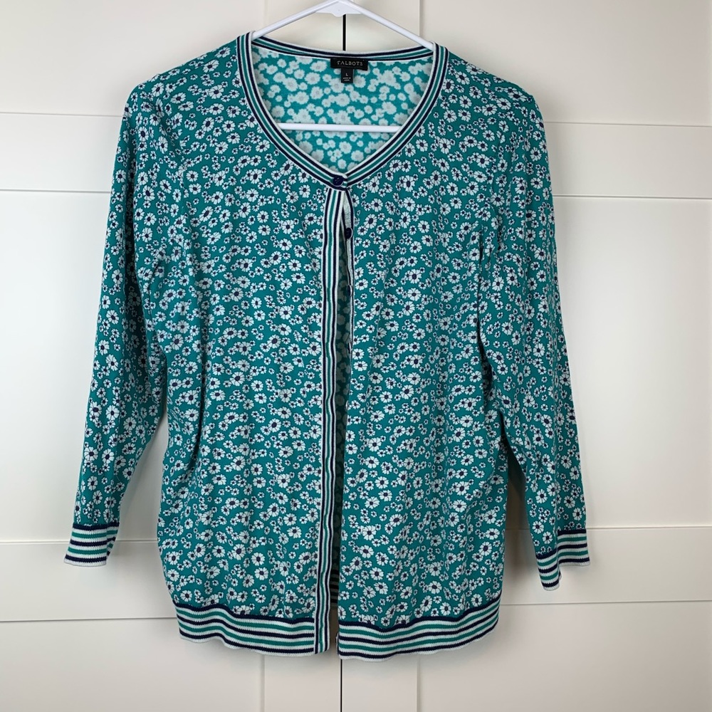 Talbots cardigan size L, EUC 3/4 sleeves.